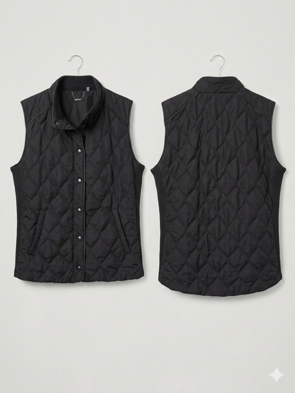 Chico's Women's Black Quilted Snap-Front Vest
